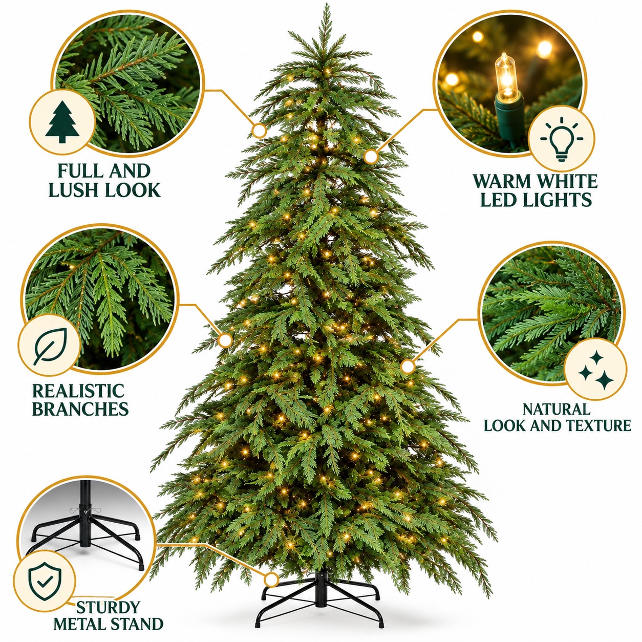 Monarch 9 ft Natures Touch B.C. Cedar Pre-Lit Christmas Tree, 1,500 LEDs