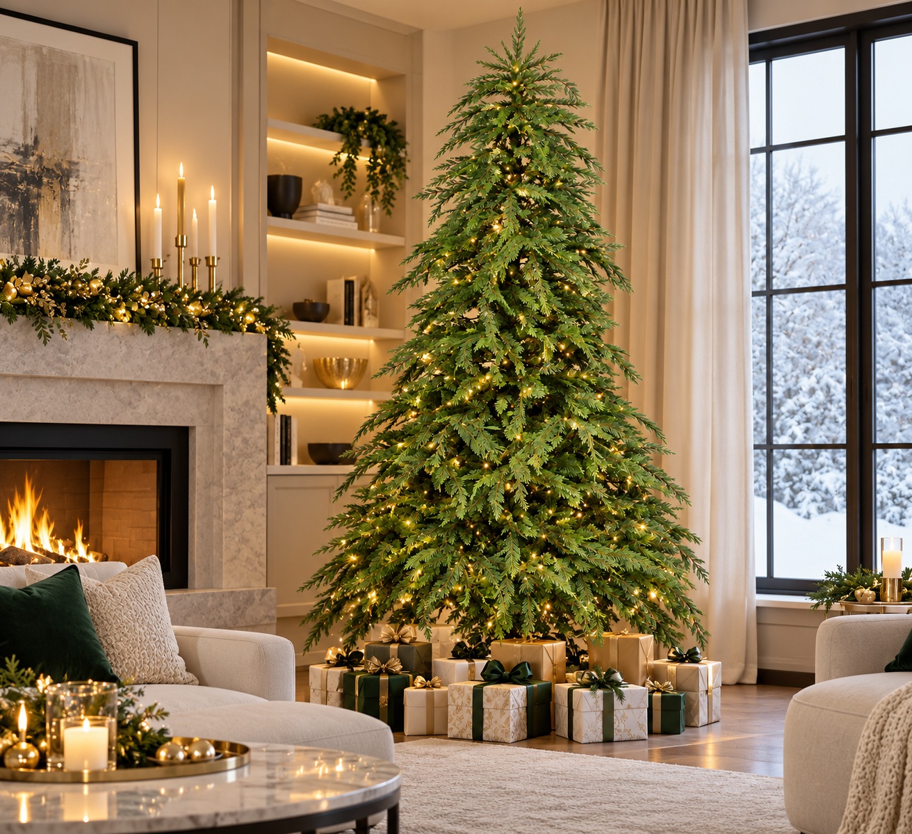 Monarch 9 ft Natures Touch B.C. Cedar Pre-Lit Christmas Tree, 1,500 LEDs