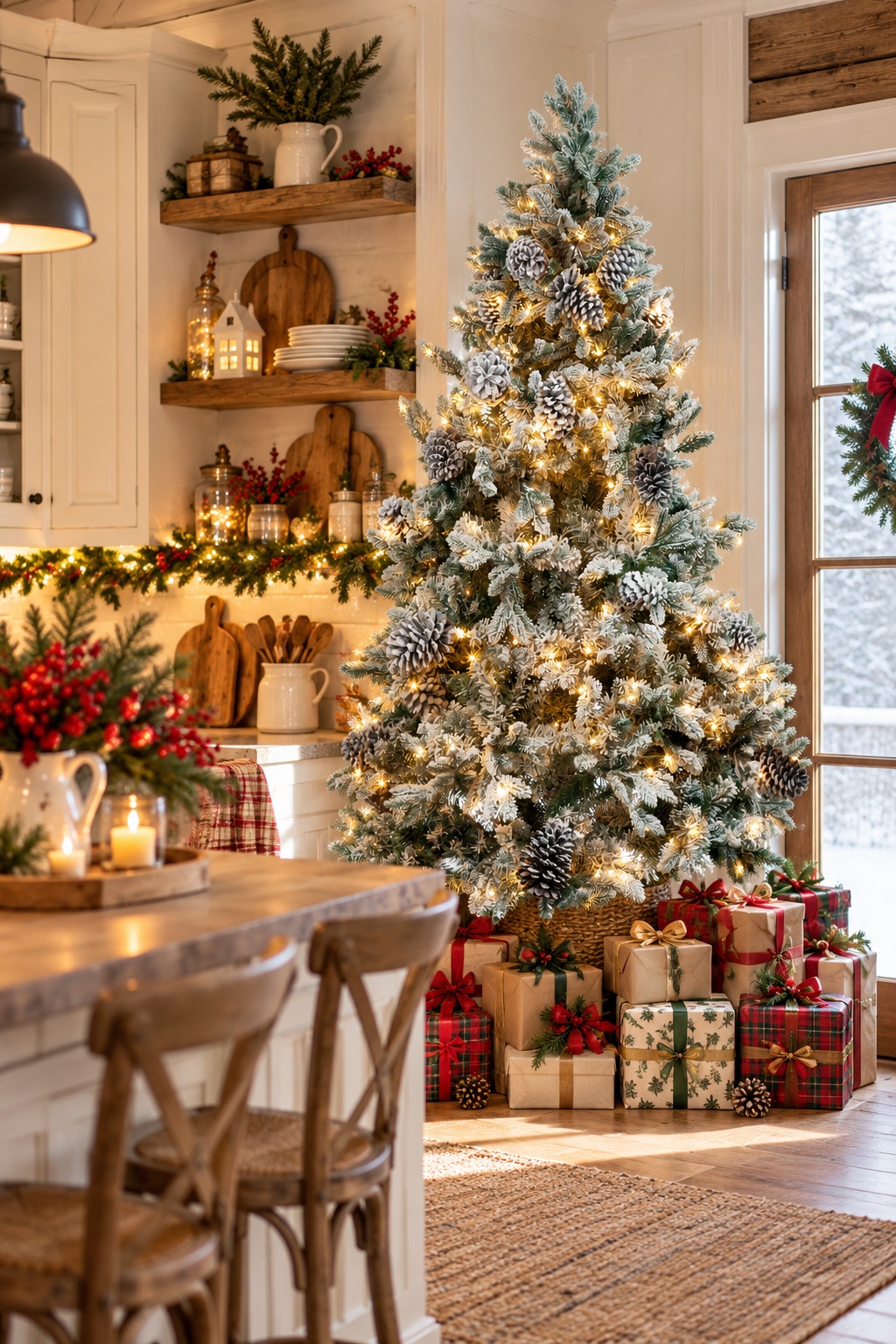 Monarch 9 ft Flocked Lasalle Slim Pre-Lit Tree, 850 LEDs