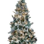 Monarch 7.5 ft Flocked Lasalle Slim Pre-Lit Christmas Tree, 500 Warm White LEDs