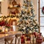 Monarch 7.5 ft Flocked Lasalle Slim Pre-Lit Christmas Tree, 500 Warm White LEDs
