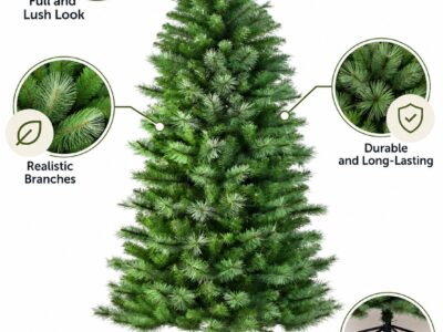 Monarch 7.5 ft Hastings Slim Needle Pine Unlit Christmas Tree, Green