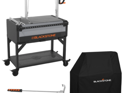 Blackstone Bronco Series Open Flame Grill with Soft Cover and Coal Rake